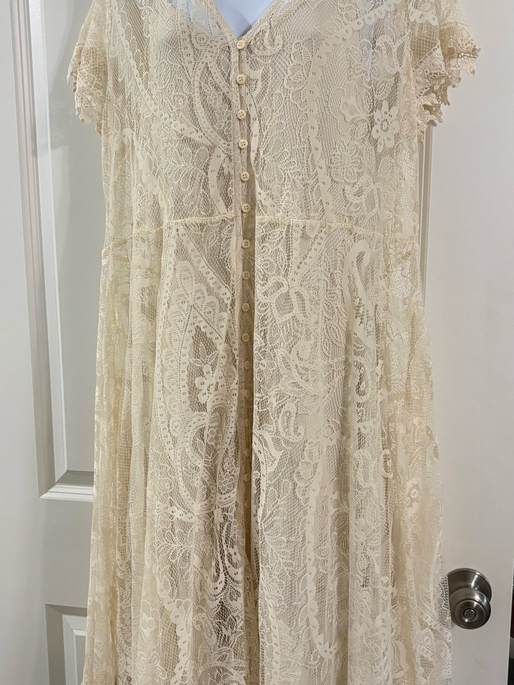 torrid Cream Lace Button-Front Maxi Dress